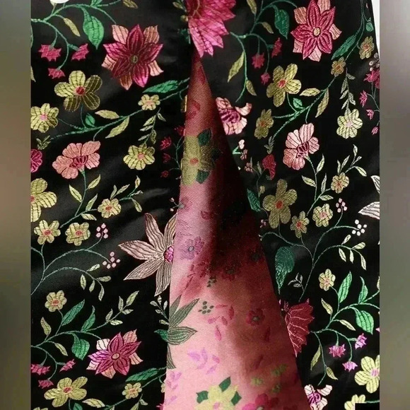 NWT LULUS Make a Move Black Satin Floral Jacquard Strapless Midi Dress - Picture 5 of 8